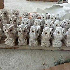 Decorative white owl figurines sculpture