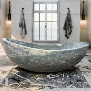 Green Stone Freestanding Bathtub for Spa Bathrooms