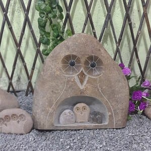 Wholesale copple Stone craft owl mom with 3 kids