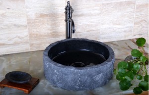 Banyo dekoru için granit katı yüzey taş lavabo