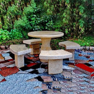 Granite garden furniture table and chairs set cheap