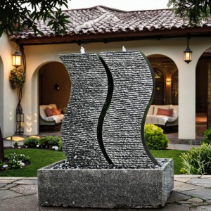 Hand Carved Modern Large Outdoor Granite Stone Water Fountain Customized Size for Hotel or Villa French Style