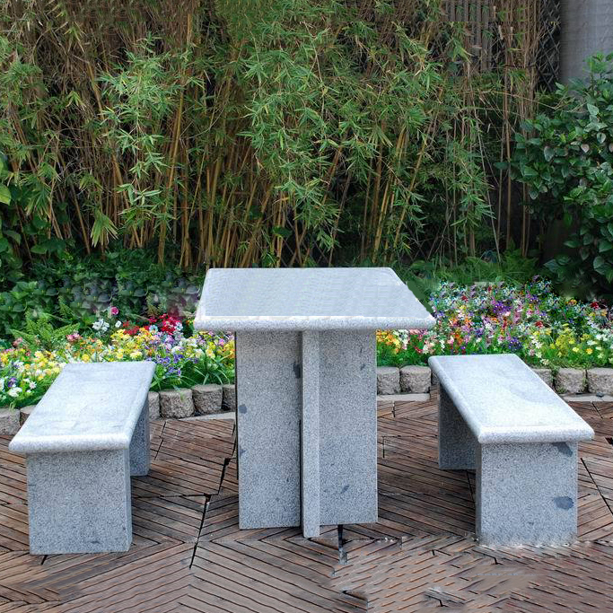 granite table and bench