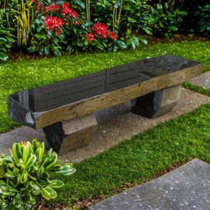 Basalt Stone Bench Garden Decor for Villa Courtyard