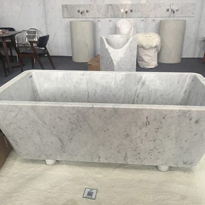 Wholesale Price Decorative Plant Pots -
 Rectangle marble stone freestanding bathtub – Magic Stone