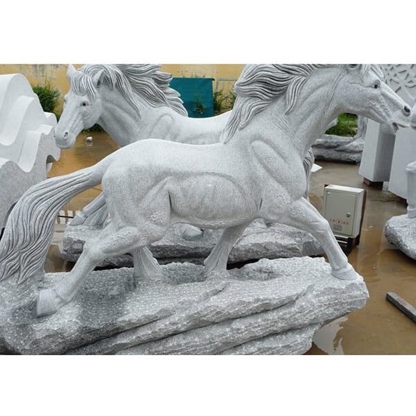 Manufactur standard Garden Water Features -
 Life size marble running horse statue – Magic Stone