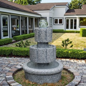 Customizable Size Hand Carved Natural Black Granite Outdoor Garden Fountain for Courtyard & Backyard Stone Gardens