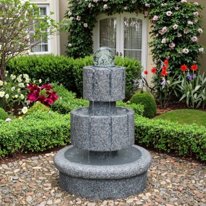 Customizable Size Hand Carved Natural Black Granite Outdoor Garden Fountain for Courtyard & Backyard Stone Gardens