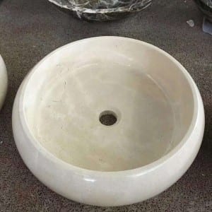 High polished round bathroom marble stone sink