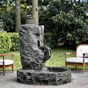 Modern Contemporary Style Grey Stone Garden Waterfall Fountain Black Marble Sale Product Type