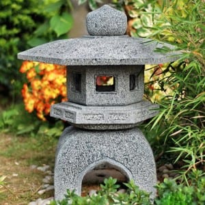 Decorative granite garden lantern