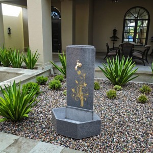 Hand Carved Polished Granite Stone Water Fountain for Outdoor Garden Courtyard
