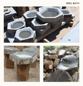 Natural Basalt Pedestal Bird Bath for Gardens