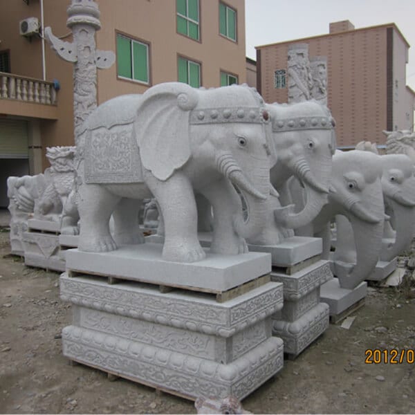 Well-designed Light Post -
 Life size marble stone elephant statue – Magic Stone