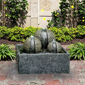 Natural Stone Garden Feature Fountain Dark Grey Indoor/Outdoor Granite Wall for Courtyard European Style
