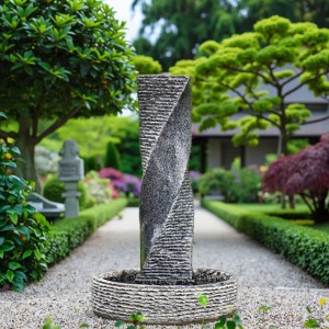 Hand Carved Natural Granite Outdoor Garden Water Fountain European Style Sculpture Flowing Water Features Stone Material Product