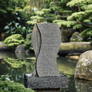 Indoor-Outdoor Home Garden Patio Decor Carved Black Granite Stone Water Feature Fountain Ornament for Yard Deck