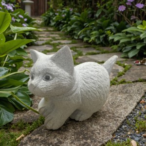 Custom Modern Design Granite Cat Statue Natural Animal Figure Carving for Villa Decor