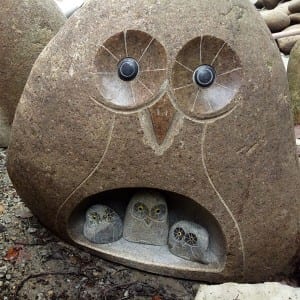 Wholesale copple Stone craft owl mom with 3 kids