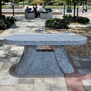 Modern Polished Black Granite Bench Natural Stone Garden Yard Court Decor for Villa Park Application