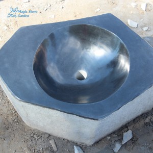 Natural Basalt Vessel Sink with Polished Bowl