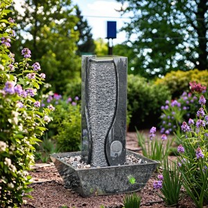 Indoor/Outdoor Natural Granite Garden Water Fountain Basin Bali Flowing Stone Design Ornamental Stone Feature for Home Office