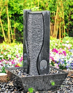 Indoor/Outdoor Natural Granite Garden Water Fountain Basin Bali Flowing Stone Design Ornamental Stone Feature for Home Office