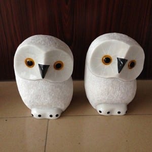 Decorative white owl figurines sculpture