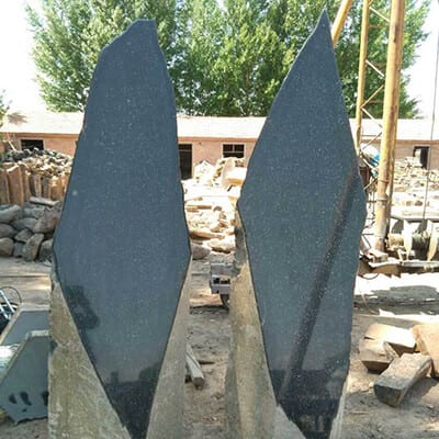 High Quality Stone Bathtub -
 Black raw material stone column for garden decor – Magic Stone