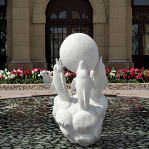 White Marble Fish Sculpture, Artistic Water Garden Element