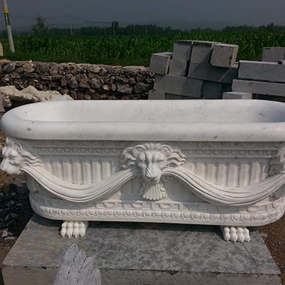 Lowest Price for Cherub Statue Fountain -
 Bathroom decoration carved marble stone bathtub – Magic Stone