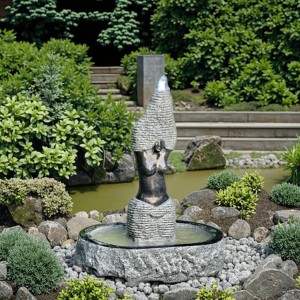 Custom-Size Outdoor Abstract Granite Woman Fountain Sculpture for Park & Garden Stone Products
