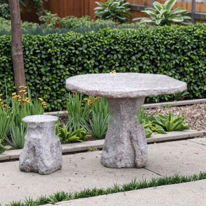 Modern Design White Granite Hand Carved Stone Table Bench Graphic Design Solution Natural Small Slabs for Garden Yard Park