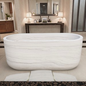 White Stone Veined Spa Bathtub