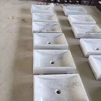 Original Factory Bathroom Tub Price -
 Rectangle white marble stone vessel sink – Magic Stone