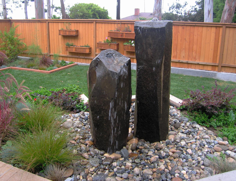 Basalt and granite water feature