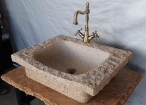 Round granite stone bathroom sink