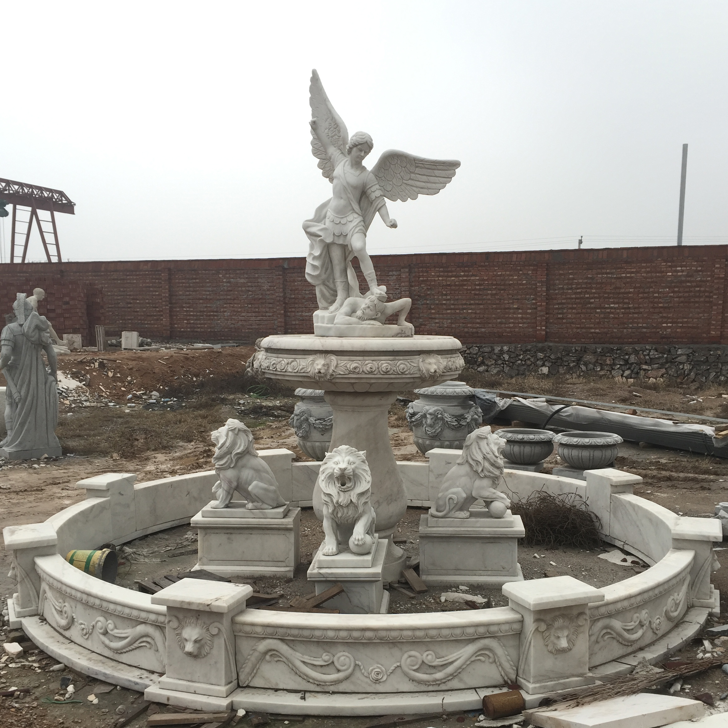 European angel white marble water feature for garden Featured Image
