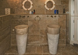 Natural stone rustic pedestal washing sink