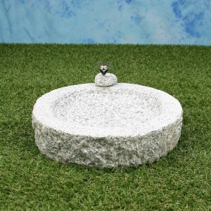 Granite Birdbath  with small animal statues