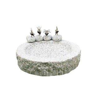 Granite Birdbath  with small animal statues