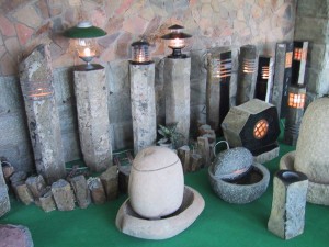 Basalt boulder garden lantern