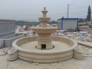 European style white marble fountain