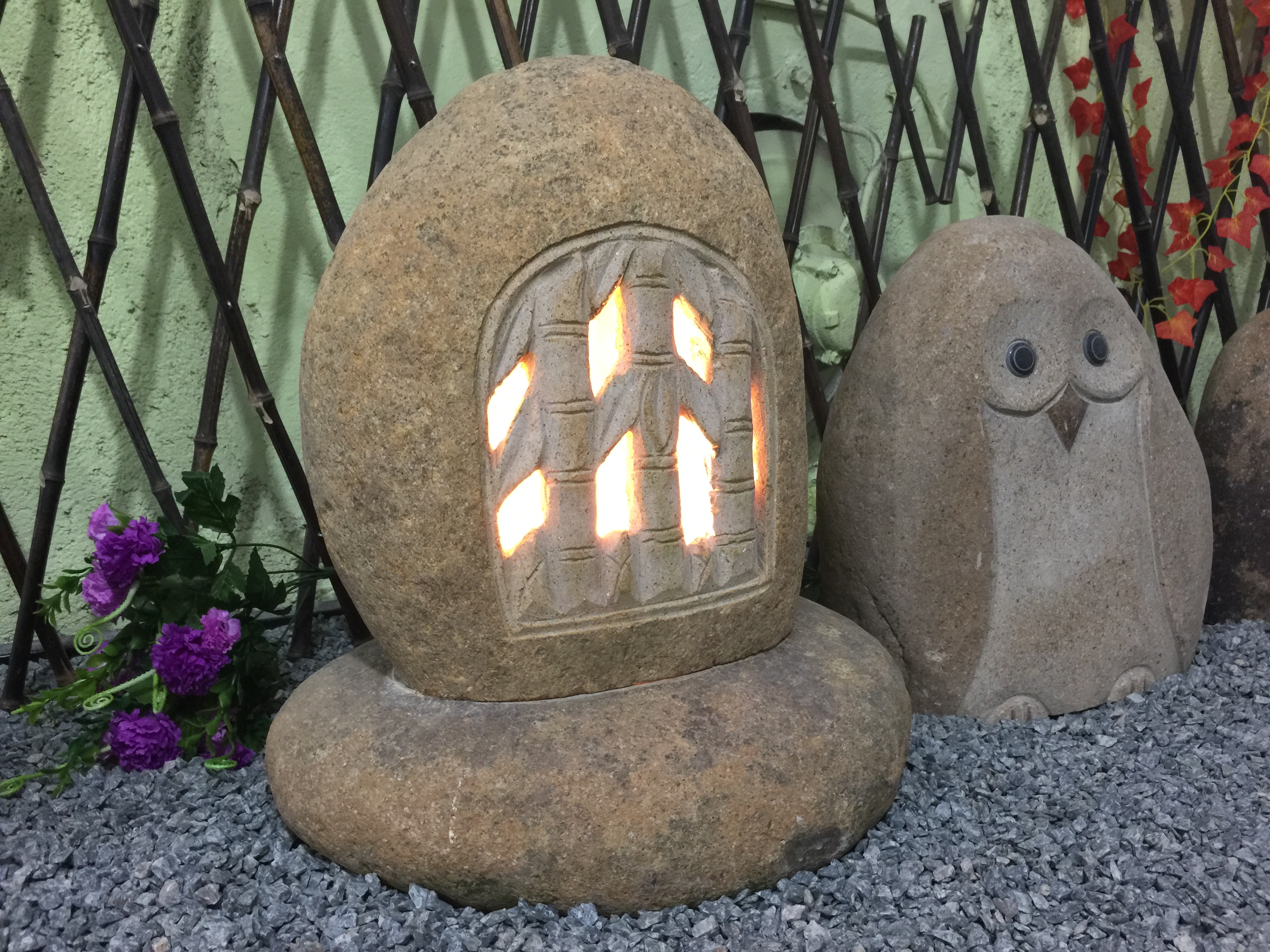Natural stone lantern for landscape decor