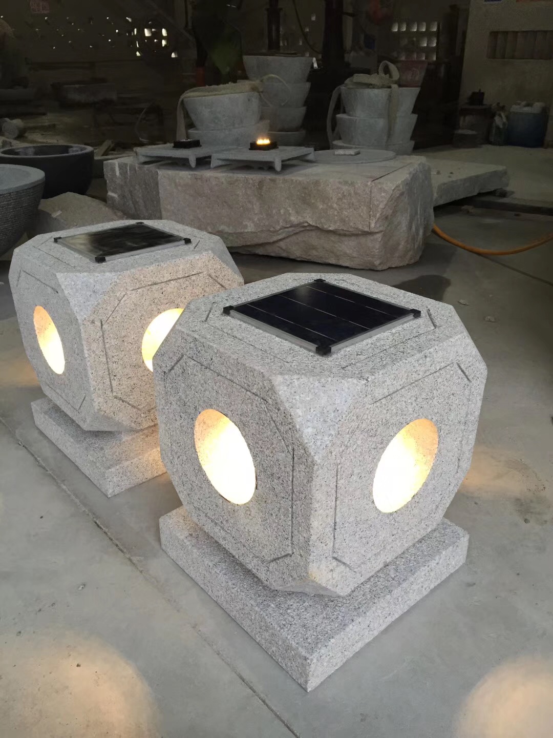 Solar stone lantern for garden landscape