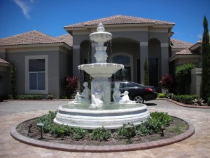 European style white marble stone fountain