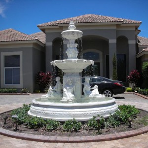 European style white marble stone fountain