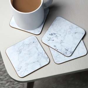 White Square Marble Stone Coasters - Leundutako edontziak