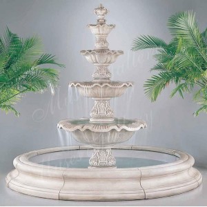 Outdoor large 4 tiers marble stone carving water fountain for sale