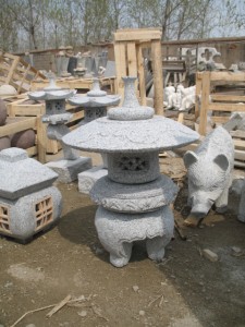 Decorative granite garden lantern